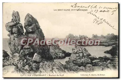 Ilha de Ouessant - Rochas do Styff — A Bretanha Pitoresca, editor R. Waron, n° 575