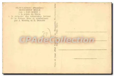 प्लूगास्नौ के स्मारक — जॉएल मार्टेल द्वारा ड्रॉइंग — प्रकाशक जे. मार्टेल एवं डी. डुरांड — पीछे
