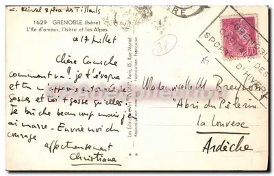 Rival, perto de Tillauls — A Ilha do Amor, o Isère e as Alpes — Edição Yvon — Verso