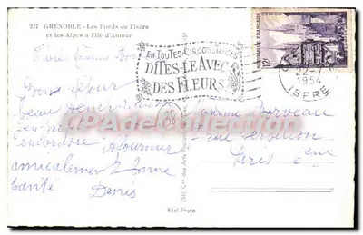 As margens do Isère e as Alpes na Ilha do Amor — Grenoble — editor Réal-Photo, n°227 — Verso