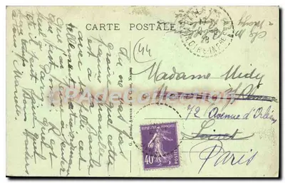 Pornichet - A Praia — vista de banhistas e passeantes na praia, com editor G. Grand, Nantes, n°7 — Verso