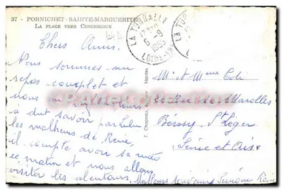 PORNICHET-SAINTe-MARGUERITE — Plaża w kierunku Congrigoux — F. Chapeau, wydawca, seria i Aise — Rewers