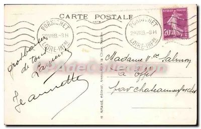 Pornichet (Loire-Inférieure) — Ogólny widok plaży, w oddali port — A. Artaud, wydawca, nr 5 — Rewers