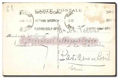 Mont-Dore i Bourboule — Wodospad Vernière — Wydawca C. d'O — Rewers