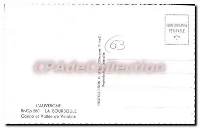 Casino w dolinie Vendeix — Auvergne — Wydawnictwo G. d'O. — Rewers