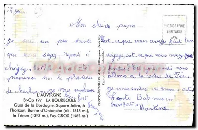 La Bourboule — widok panoramiczny z kościołem i górami — G.d'O — Rewers