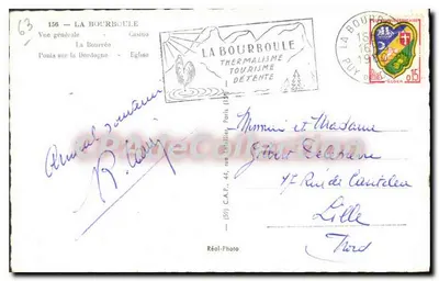La Bourboule — Ogólny widok, kasyno, kościoł — Réal-Photo, nr 156 — Rewers