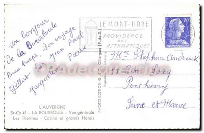 Termy La Bourboule — Ogólny widok — L'Auvergne, wydawca G. de Olliergues — Rewers