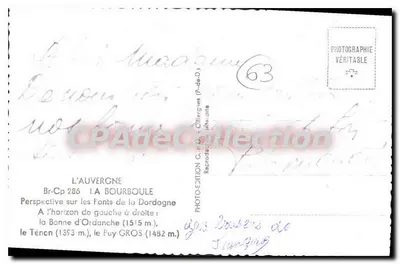 Auvergne — La Bourboule — Perspektywa mostów rzeki Dordogne — Wydawnictwo G. d'O. Cillier — Rewers
