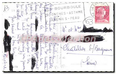 Widok z lotu ptaka z La Bourboule — Wydawca: Wydawnictwo Francuskie — Nr seryjny 63 — Rewers