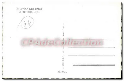 EVIAN-LES-BAINS — L'Hotel Splendide — C.A.P. Parigi — Verso