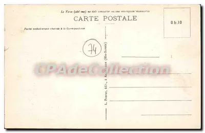 ÉVIAN-LES-BAINS (Alta Saboia) — O Quai e a Dent d'Oche (2225m) — L. Fauras, editor, Annemasse (Alta Saboia) n°1602 — Verso