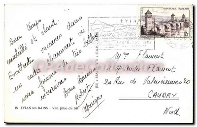 EVIAN-LES-BAINS — Vista presa dal lago — Cartolina d'epoca (n°16) — Verso