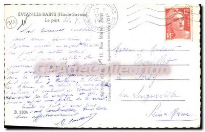 Évian-les-Bains — El puerto — Editor: Fabrication Française, n° B.3304 — Reverso