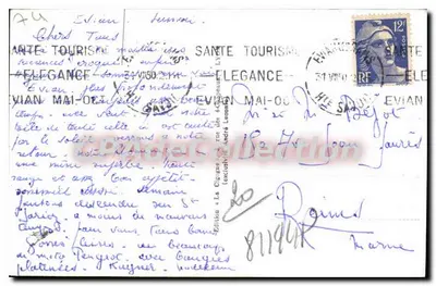 Évian-les-Bains — A Dente d'Oche vista da ponte — Edição André Laramée n°25384 — Verso