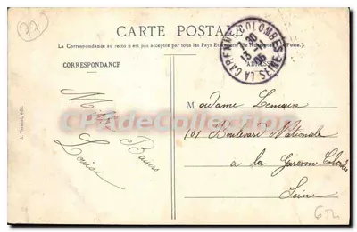 Provins — Dziewicza Wieża Świętego Quiriac i widok miasta — A. Vernaud, wyd. — Rewers