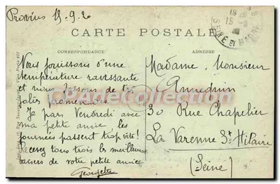 Provins — Rempart d'Aligre — Mauria, librero, 44 Rue Hugues-le-Grand — Reverso