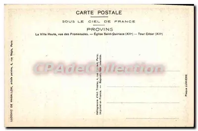 Provins — Miasto Górne, widok z Promenades — Katedra św. Quiriace (XIII w.) — Wieża Cezara (XII w.) — Rewers