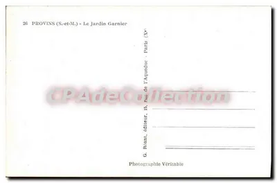 Provins (S.-et-M.) - O Jardim Garnier — G. Réant, editor, Paris — Verso