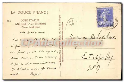 L'Anse Saint-Roch — Antibes (Alpes-Maritimes) — Las Ediciones de Arte Yvott, n°166 — Reverso