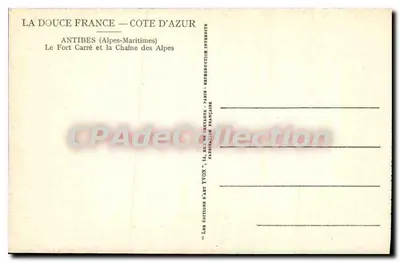 Antibes — O Forte Carré e a Cadeia dos Alpes — Éditions d'Art Yvon — Verso