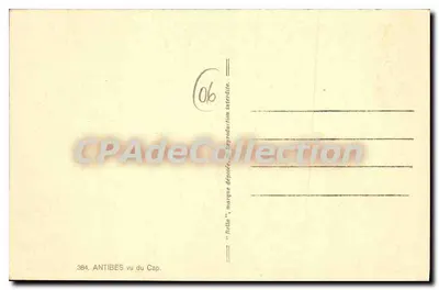 Antibes visto do Cap — 384 — editor CPAdéCollection — Verso