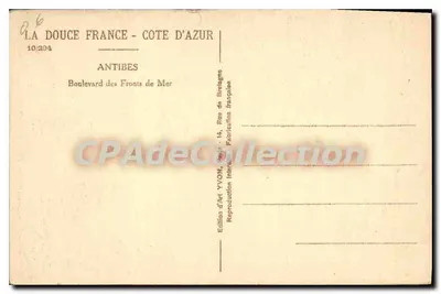 Antibes - Côte d'Azur — Boulevard des Fronts de Mer — Editeurs d'Art YVON, Parijs — Achterkant