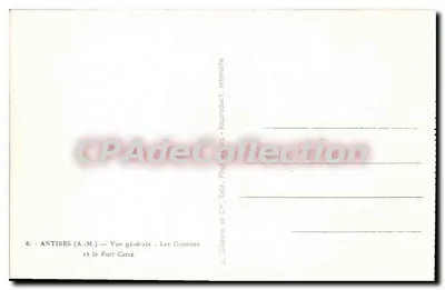 Antibes (A.-M.) — Vista general — Las Casernas y el Fuerte Carré — Reverso