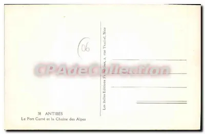 Antibes — O Forte Carré e a Cadeia dos Alpes — Les Belles Éditions, Nice — Verso