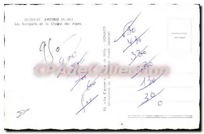 Os Muros e a Cadeia dos Alpes — A Cegonha, edição de Milo - André Leconte, n° 06.004.97 — Verso