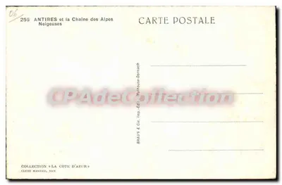 Antibes i łańcuch zasnieżonych Alp — Kolekcja 'La Côte d'Azur' — BRAUN & Cie, Mulhouse-Dornach — Rewers