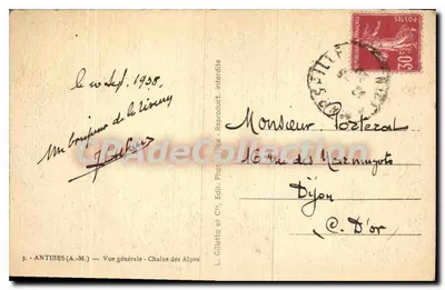 Antibes (A.-M.) — Vista geral — Cadeia dos Alpes — L. Gilletta et Cie — Verso