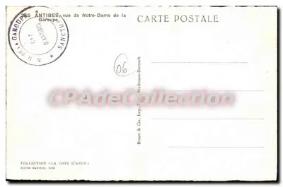 Antibes - vista de Nossa Senhora da Garoupe — Braun & Cie, Imp. Fillioux, Nice — Verso