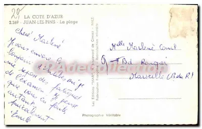 De Kust van Azur — Juan-les-Pins — De strand — Uitgave 'MAR' — n° 2.269 — Achterkant