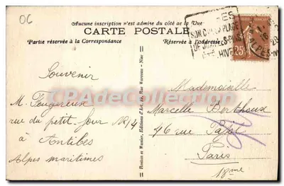 Juan-les-Pins — Le Port du Crouton — R.M. — Verso