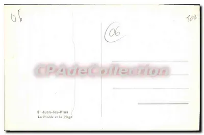 Juan-les-Pins — La Pinède en de Plage — CPADeCollection — Achterkant