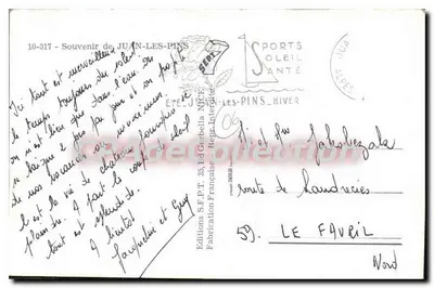 Juan-les-Pins — panoramische uitzicht op de strand en hotels — Uitgave S.E.P.T. 35, Ed. Garbella — Achterkant