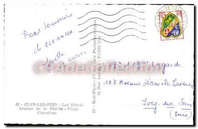 Juan-les-Pins — panoramische weergave — onbekende uitgever, serie-nummer niet zichtbaar — Achterkant