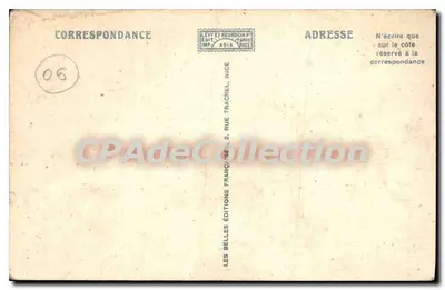 Juan-les-Pins — De Strand tijdens de badtijd en de Punta van Cap d'Antibes — Adtica — Achterkant