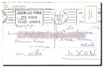Juan-les-Pins — Plage et Promenade du Président Roosevelt — Édition Rella — Verso