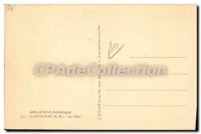 Juan-les-Pins — A Praia — J. Gilletta, n° 652 — Verso