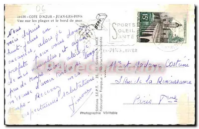 Vue das praias e da margem do mar — Juan-les-Pins — Éditions S.E.P.T. - Reproduction Véritable — Verso