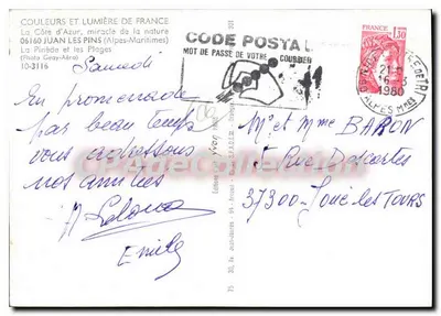 La Côte d'Azur — La Pinède et les Plages — Editions Yvon, Paris — Verso