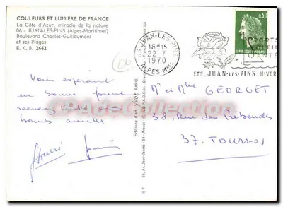 Juan-les-Pins — Praia e avenida — Edições de Arte Yvon — Verso