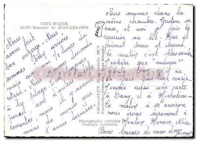 Juan-les-Pins — Recuerdo — Ediciones S.E.P.T., N° 10-177 — Reverso