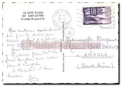 A praia do Grand Pin — Juan-les-Pins — Éditions Rella, n° 267 — Verso