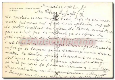 La Pinède Place — Juan-les-Pins — wydawca MAR, nr 1057 — Rewers