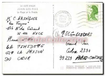 Praia de Juan-les-Pins — Éditions Francolor — n° 160 — Verso