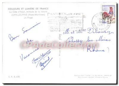 Juan-les-Pins — Playa — Editor Yvon, n° E.K.B.630 — Reverso