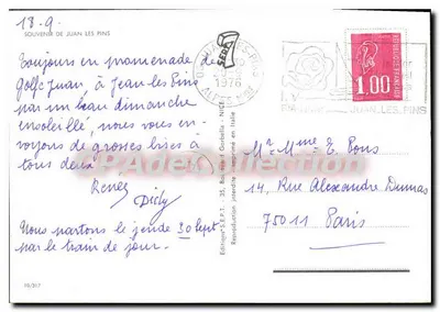 Juan-les-Pins — panoramische weergave — Uitgaven SE.P.T. - Gedrukt in Italië — Achterkant